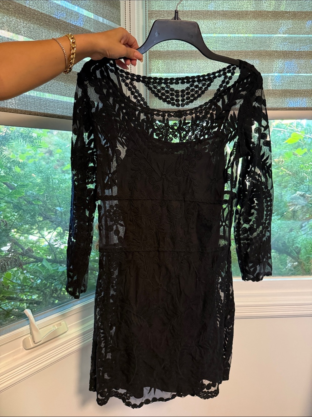 Black Lace Overlay Women's Dress